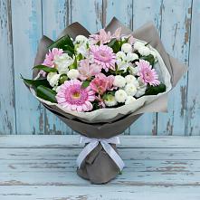 Букет цветов из:  Герберы, Альстромерии и Хризантемы #REPLACE_PRED# Садовом Республики Калмыкия