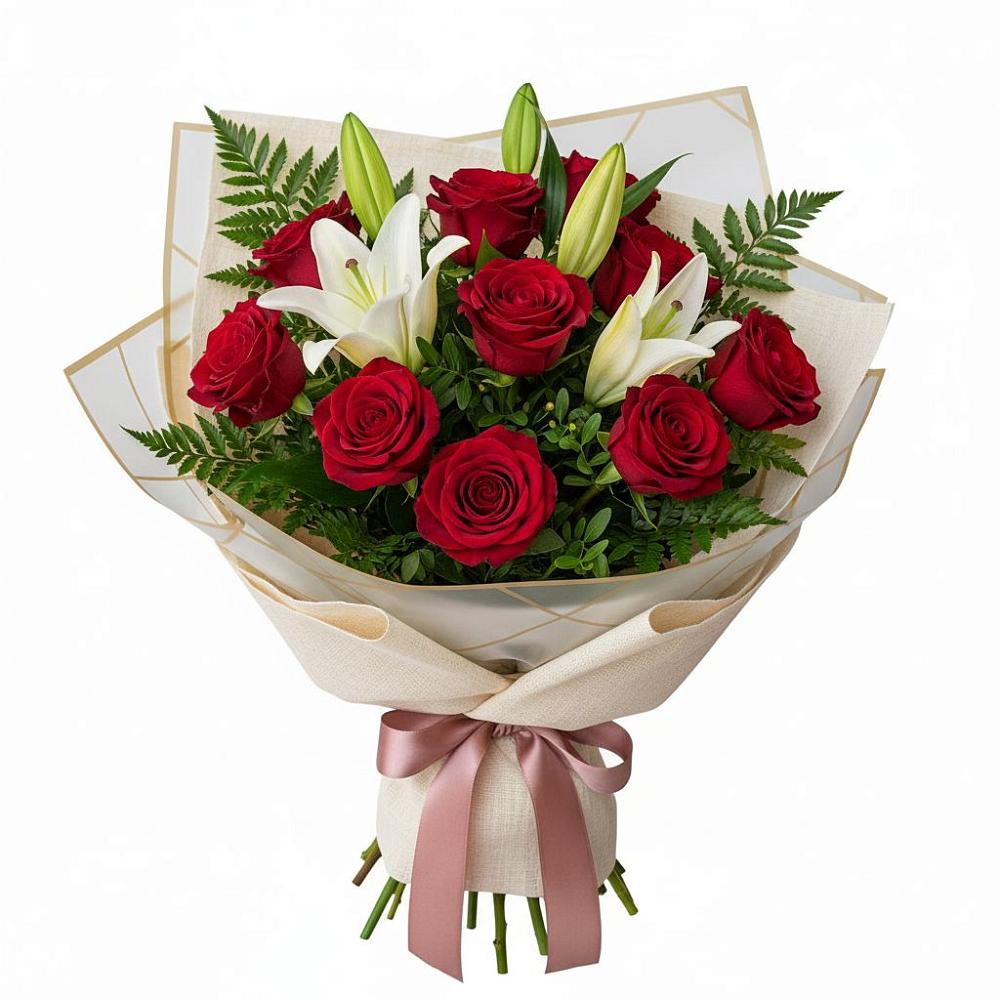 Букет цветов из: Лилии и Розы в Садовом Республики Калмыкия