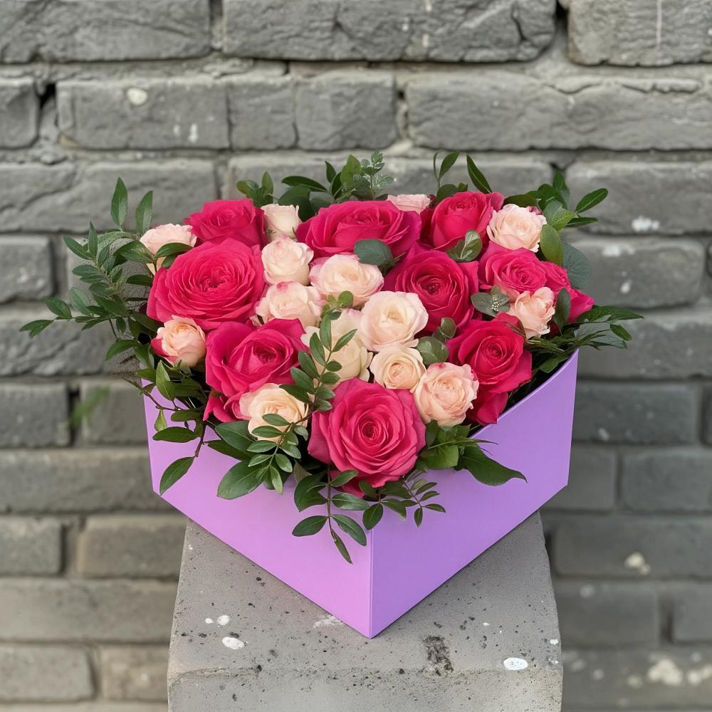 Цветочная композиция из Розы в коробке в Садовом Республики Калмыкия