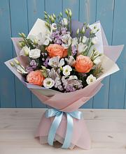 Букет цветов из:  Лизиантусы, Розы, Альстромерии и Гипсофила #REPLACE_PRED# Садовом Республики Калмыкия