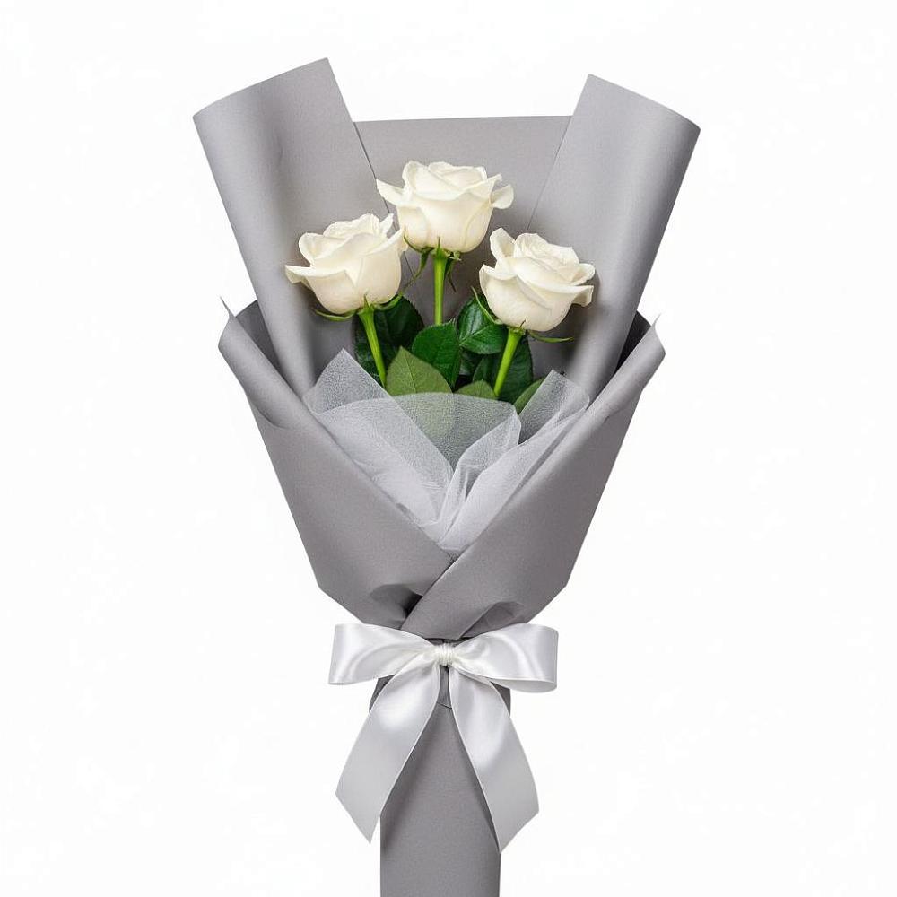 Букет 3 белые розы в Садовом Республики Калмыкия