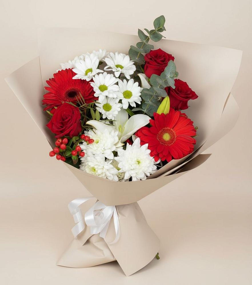 Букет цветов из: Розы, Хризантемы, Герберы и Лилии в Садовом Республики Калмыкия