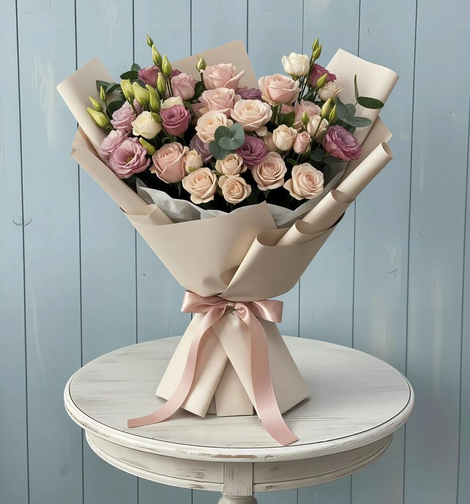 Букет цветов из: Розы и Лизиантусы в Садовом Республики Калмыкия