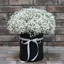 Цветочная композиция из Гипсофила в шляпной коробке в Садовом Республики Калмыкия
