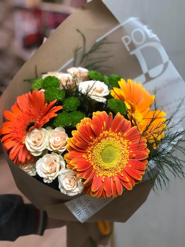 Букет цветов из: Герберы, Хризантемы и Розы в Садовом Республики Калмыкия